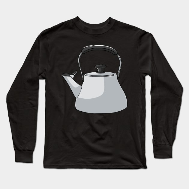 Kettle Tea Coffee Caffeine Drink Long Sleeve T-Shirt by fromherotozero